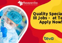 Quality Specialist III Jobs - at Teva