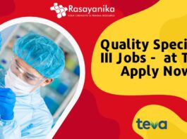 Quality Specialist III Jobs - at Teva