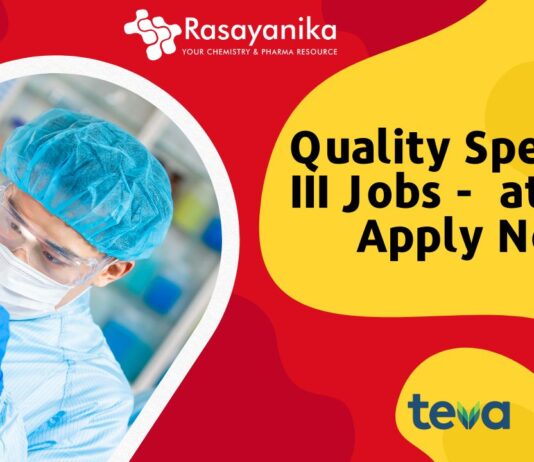 Quality Specialist III Jobs - at Teva
