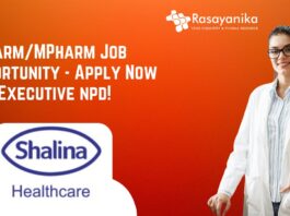 BPharm/MPharm Job Opportunity - Apply Now FOR Executive npd!