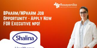 BPharm/MPharm Job Opportunity - Apply Now FOR Executive npd!