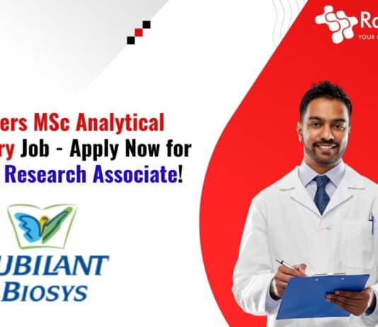 Freshers MSc Analytical Chemistry Job - Apply Now for Trainee Research Associate!