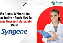 MSc Chem/ MPharm Job Opportunity - Apply Now for Senior Research Associate Role!