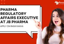 Pharma Regulatory Affairs Executive at JB Pharma