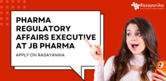 Pharma Regulatory Affairs Executive at JB Pharma