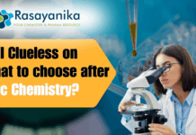 B.Sc Chemistry graduate looking into a microscope with text overlay “Still Clueless on What to Choose After B.Sc Chemistry?