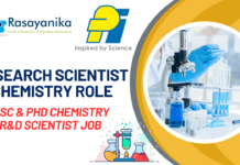 Research Scientist Chemistry Role At PI Industries, Udaipur