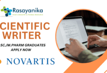 Scientific Writer – Content job at Novartis Hyderabad – M.Sc.M. Pharm Graduates Apply NoW