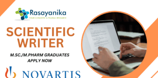 Scientific Writer – Content job at Novartis Hyderabad – M.Sc.M. Pharm Graduates Apply NoW