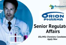 _Senior Regulatory Affairs Job at Orion Pharma BScMSc Chemistry Candidates Apply Now