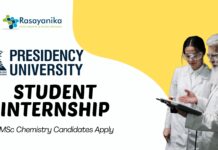 Student Internship at Presidency University – MSc Chemistry Candidates Apply