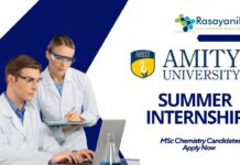 Summer Internship at Amity University – MSc Chemistry Candidates Apply Now  