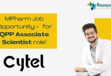 MPharm Job Opportunity - for QPP Associate Scientist role!