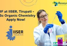 JRF at IISER, Tirupati - MSc Organic Chemistry Apply Now!