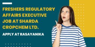 Freshers Regulatory Affairs Executive Job