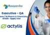 Executive - QA. B.Pharm / M.Pharm & Chemistry Grads- Apply now