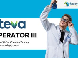 B.Tech / B.E in Chemical Science Jobs for Operator III Role at Teva