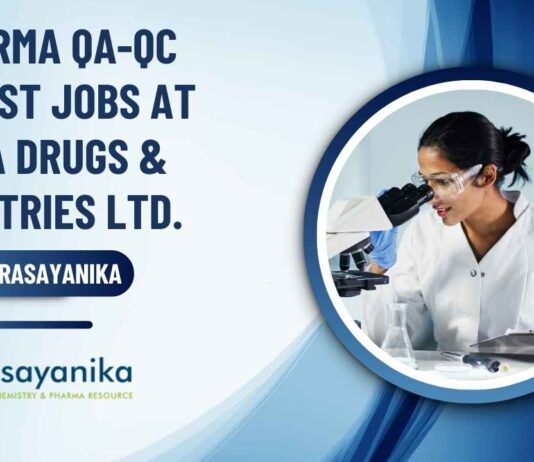 New MPharma Jobs in QA/QC