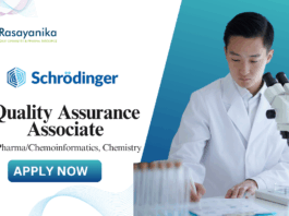 Latest QA Job at Schrödinger, MSc Chemistry/ Pharma Candidates Apply now 
