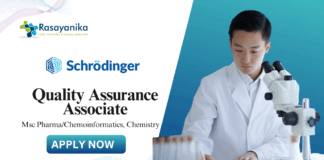 Latest QA Job at Schrödinger, MSc Chemistry/ Pharma Candidates Apply now 