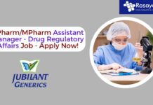 BPharm/MPharm Assistant Manager - Drug Regulatory Affairs Job - Apply Now!