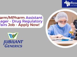 BPharm/MPharm Assistant Manager - Drug Regulatory Affairs Job - Apply Now!