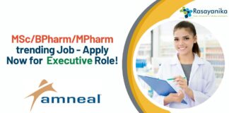MSc/BPharm/MPharm trending Job - Apply Now for Executive Role!