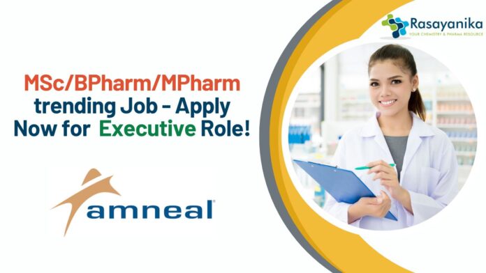 MSc/BPharm/MPharm trending Job - Apply Now for Executive Role!