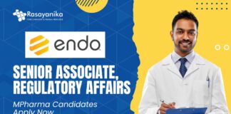 Endo Senior Associate, Regulatory Affairs Job |  MPharma Candidates Apply Now