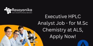 Executive HPLC Analyst Job - for M.Sc Chemistry at ALS