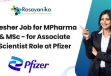Fresher Job for MPharma & MSc