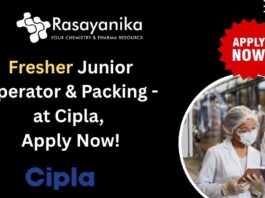 Fresher Junior Operator & Packing - at Cipla