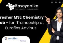 Freshers Chemistry Traineeship at Eurofins Advinus