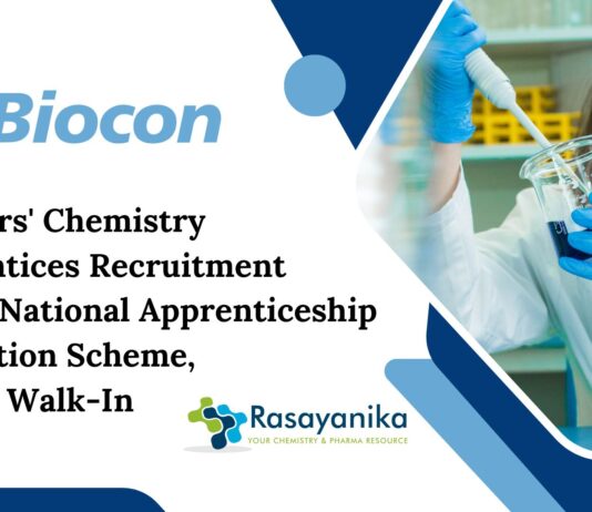 Freshers Chemistry Apprentices Vacancies at Biocon