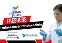 Freshers MSc Analytical Chemistry Jobs at Jubliant Biosys-  Apply for the Trainee Research Associate Position 