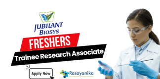 Freshers MSc Analytical Chemistry Jobs at Jubliant Biosys-  Apply for the Trainee Research Associate Position 