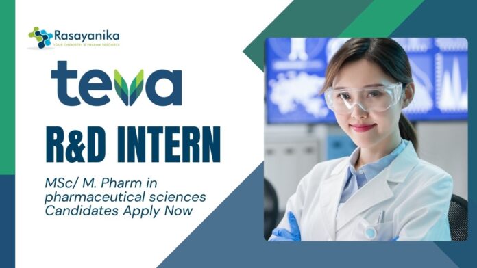 Freshers Pharma Internship at Teva Pharmaceuticals| Apply Now for R&D Job Role 