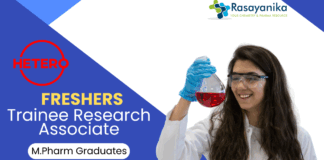 Freshers Pharma Jobs at Hetero -  Apply for Trainee Research Associate position