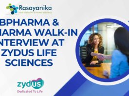 BPharma & DPharma Walk-In Interview at Zydus Life Sciences