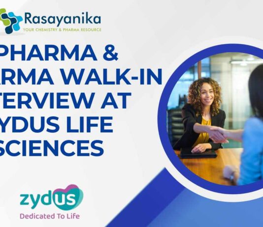 BPharma & DPharma Walk-In Interview at Zydus Life Sciences