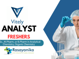 Freshers Job in Analytical Chemistry - Apply for Analyst role at Vitely