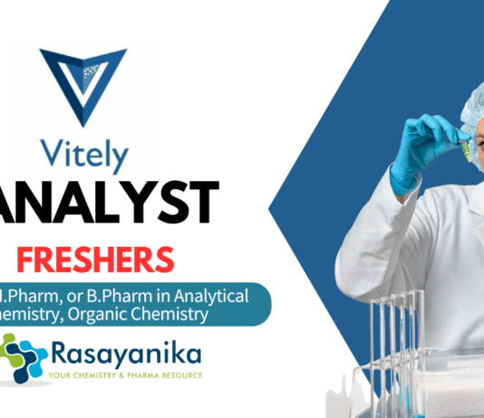 Freshers Job in Analytical Chemistry - Apply for Analyst role at Vitely