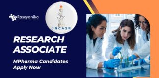 JNCASR Research Associate Job – MPharma Candidates Apply Now