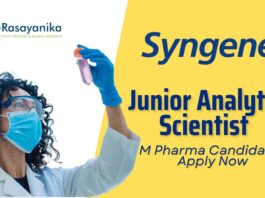 Junior Analytical Scientist Job at Syngene | MPharma Candidates Apply Now