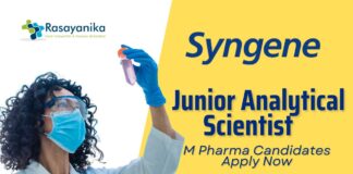 Junior Analytical Scientist Job at Syngene | MPharma Candidates Apply Now