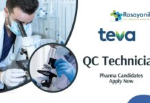 QC Technician Job Role at Teva Pharmaceuticals | Pharma Candidates Apply Now