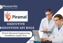 Latest BTech Chemical Engineering Jobs | Apply Now for the Executive Production API Role at Piramal Pharma