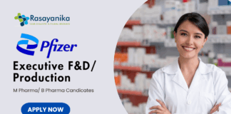 Latest MPharma/ BPharma Jobs at Pfizer| Apply Now for Executive F&D/ Production Role