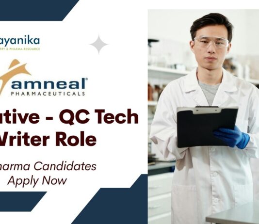 Latest MPharma Jobs at Amneal l Apply Now for Executive - QC Tech Writer Role.
