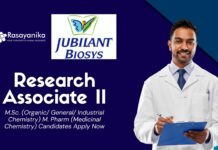 Latest MSc Chemistry Job Role as Research Associate II | Apply Now at Jubilant Biosys